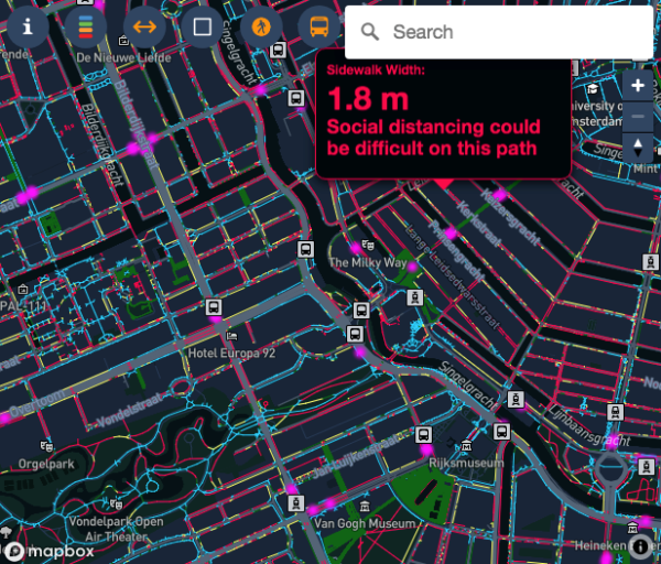 Amsterdam - una app. per la sicurezza da contagio lungo le strade.