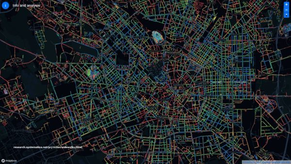 Mappa infrastruttura pedonale di Milano